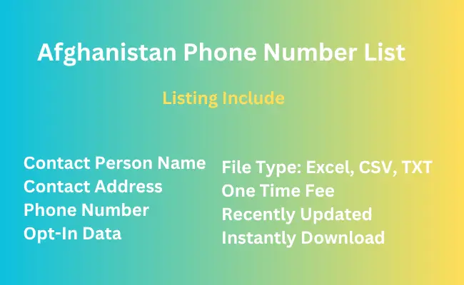 Afghanistan phone number list