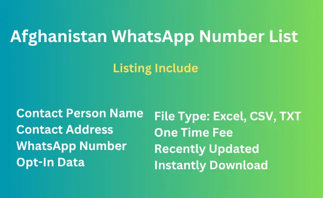 Afghanistan whatsapp number list
