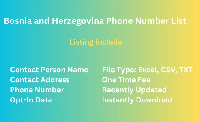 Bosnia and Herzegovina Phone Number List