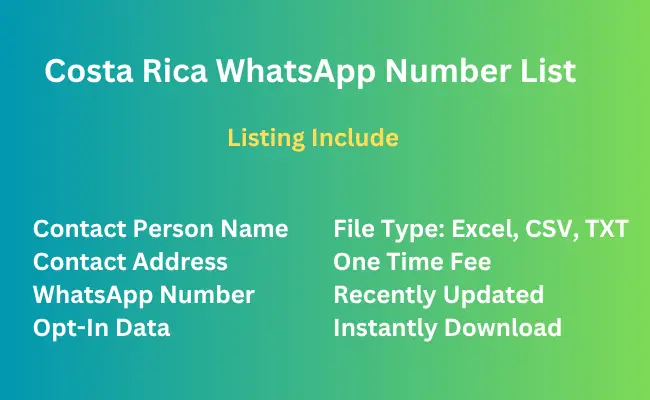 Costa Rica whatsapp number list