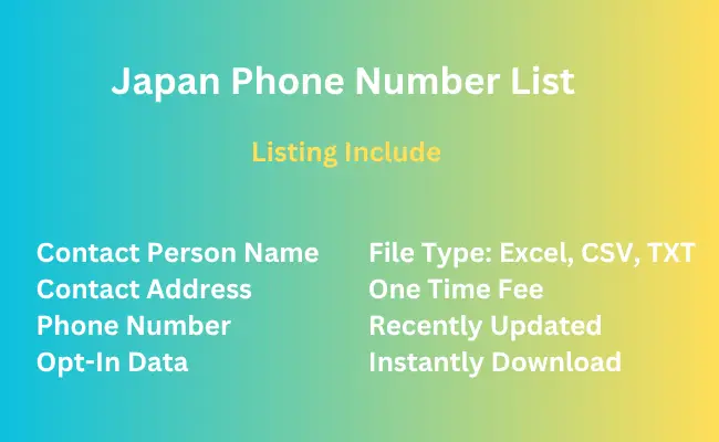 Japan phone number list