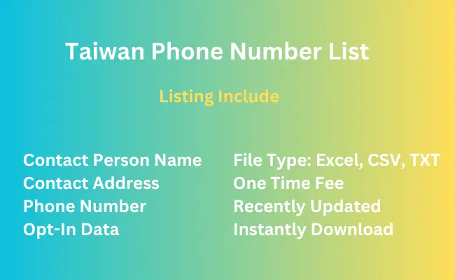 Taiwan phone number list